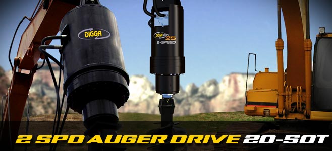 Auger drives: 2 speed for large excavators 20-50 tonnes - Digga Europe